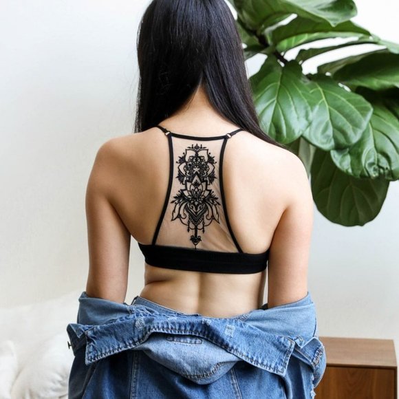 Tattoo Mesh Racerback Bralette - Picture 3 of 16